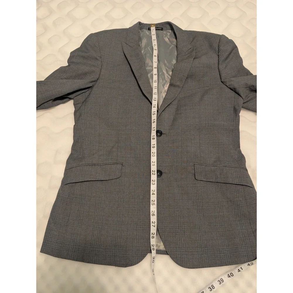 Giovanni Bresciani Mens Suit 40R Slim Fit Solid Gray Wool Jacket Italy